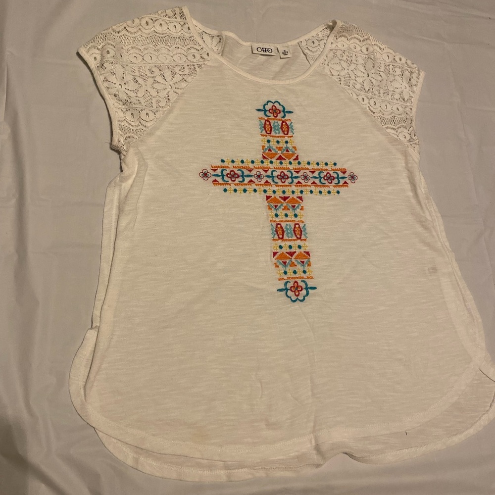 Cato Ivory Lace Accent Top